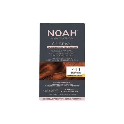 Noah, Color In Oil, Permanent Hair Colouring Oil, 7.44 Intense Copper, 135 ml
