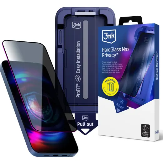 3mk Hardglass Max Privacy tempered glass for phone iPhone 18 Pro (privacy effect) with applicator