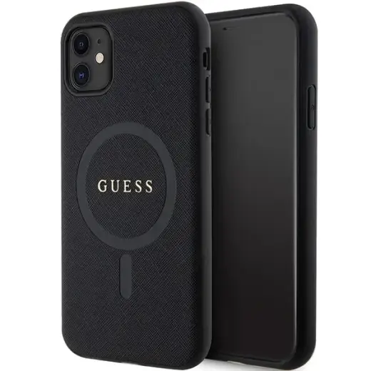 Guess GUHMN61PSAHMCK case for iPhone 11 | Xr - black Saffiano MagSafe
