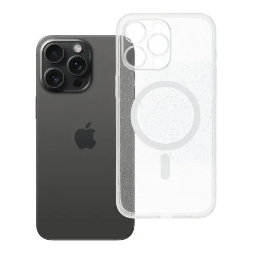 Clear Mag telefono dėklas su MagSafe palaikymu iPhone 15 Pro Max skaidrus