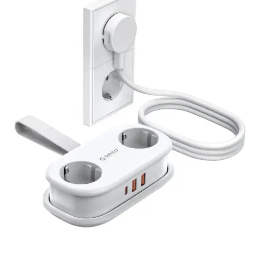 Orico APP 15.5W 5in1 Power Strip 2x AC + 2x USB-A + 1x USB-C - White