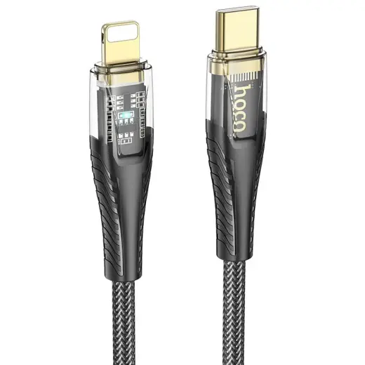 HOCO U121 data transfer and charging cable | USB-C to Lightning | PD | 27W | 1.2m | black, transparent