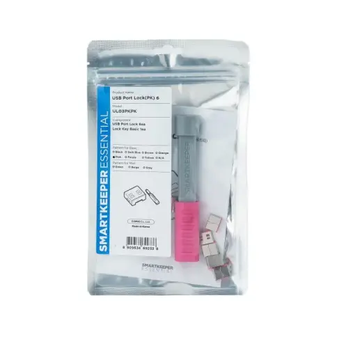 SmartKeeper UL03PKPK 6 x USB A-Port APort Blockers with 1 x Lock Key Basic Pink SLSART-0012 SLSART0012 (SLSART-0012)