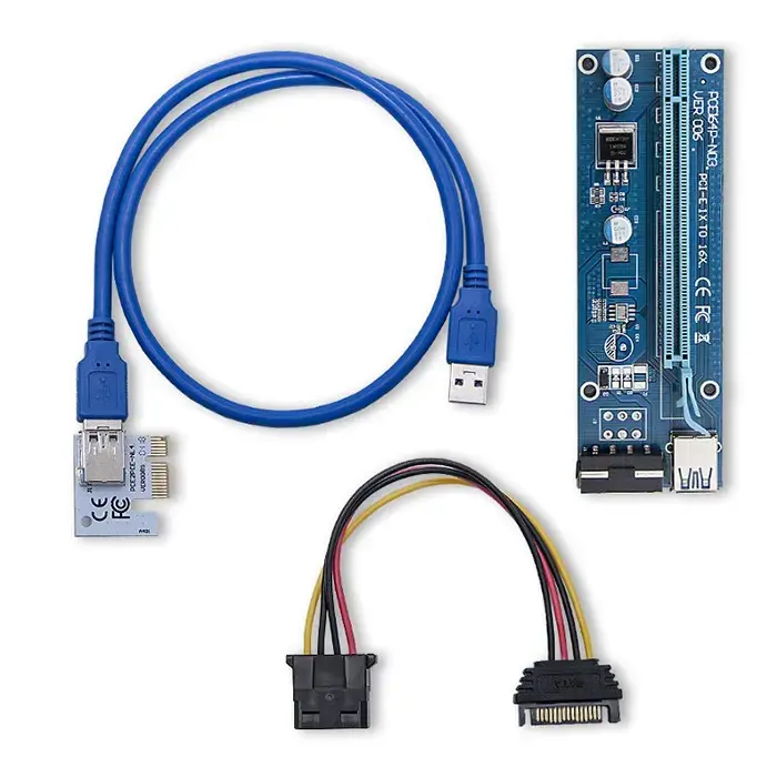 Qoltec Riser PCI-E 1x - 16x | ver. USB 3.0 | SATA/ IDE MOLEX 4pin