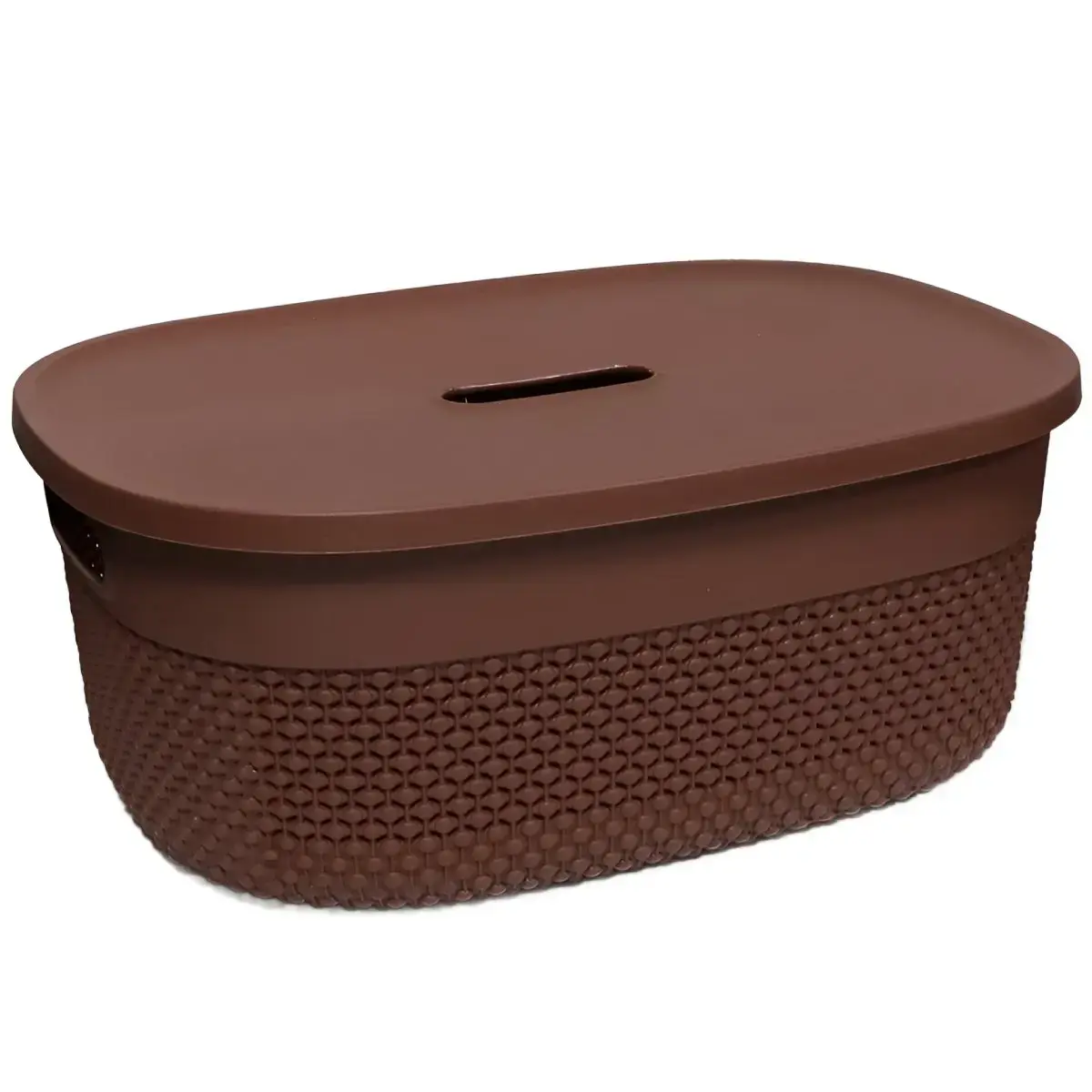 Basket with lid Deny 38x28x15cm, brown