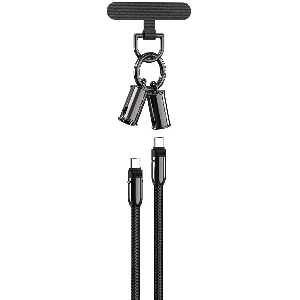 Devia lanyard data transfer and charging cable | USB-C to USB-C | 60W | 1.2m | black