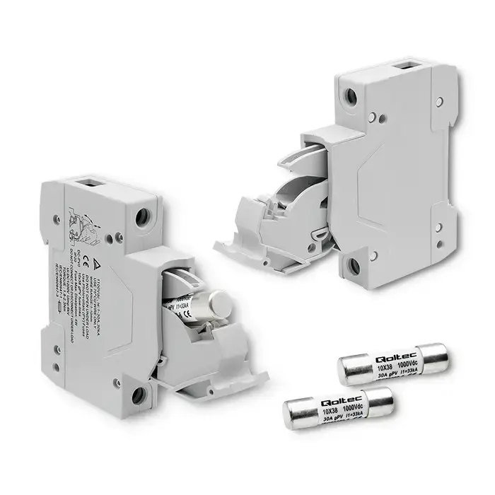 Qoltec Fuse base with diode + DC fuse| 1P|1000V |30A |10x38 |solar