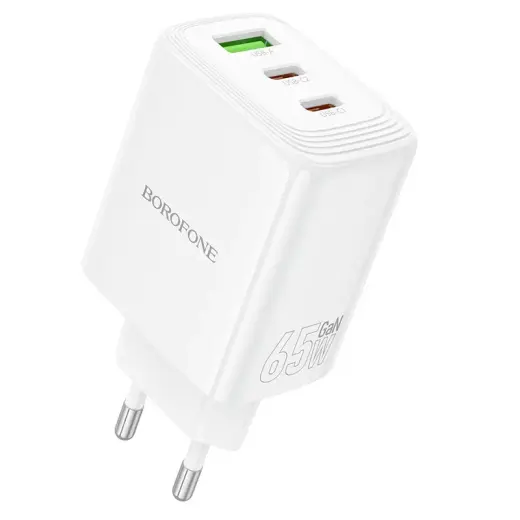 Зарядное устройство Borofone BN32 | 65W | PD, QC, GaN | USB-A, USB-C | белое