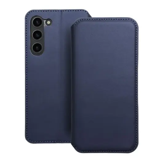 DUAL POCKET knyginio tipo telefono dėklas Samsung Galaxy S24+ (S926) tamsiai mėlynas