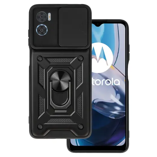 Slide Camera Armor Case for Motorola Moto E22/E22i Black