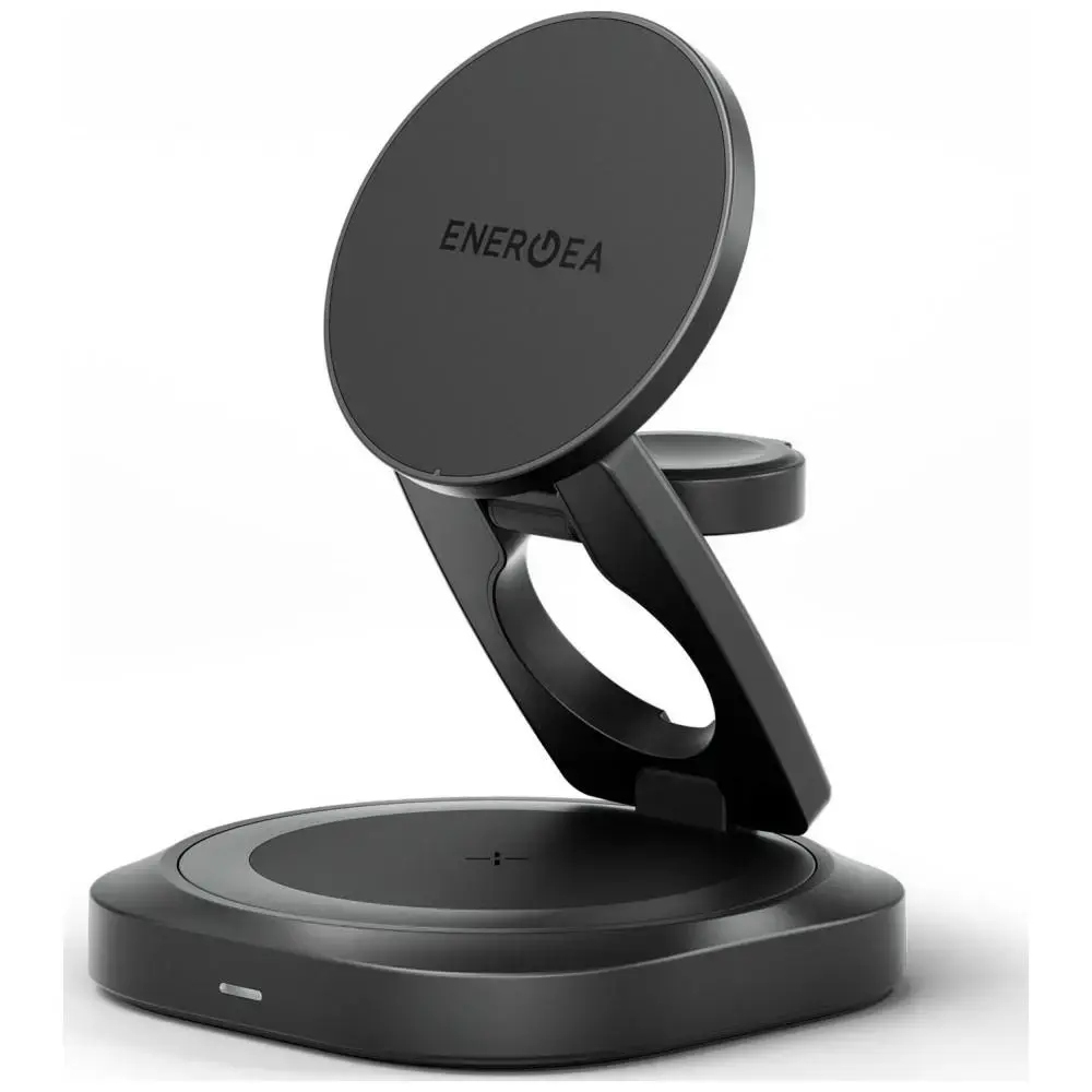 ENERGEA Alumag GYRO 360 bezvadu lādētājs | Qi 2.2 | Saderīgs ar MagSafe | 25W | pelēks