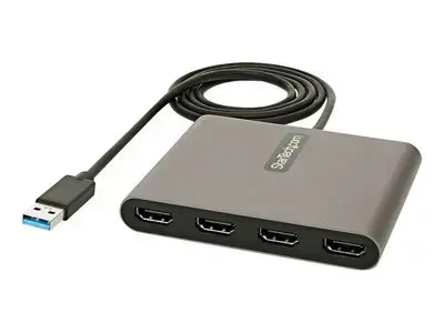 StarTech.com USB 3.0 to 4 HDMI Adapter, External Video & Graphics Card, USB Type-A to Quad HDMI Monitor Display Adapter Dongle, 1080p 60Hz, USB 3.0 to HDMI Adapter|Video Converter, Windows - Multi Monitor Adapter - adapter cable - HDMI | USB - 1 m