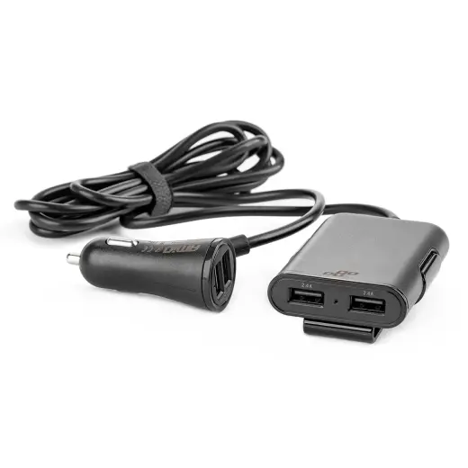 AMiO auto lādētājs | 12W | USB-A | ar pagarinātāju komplektā