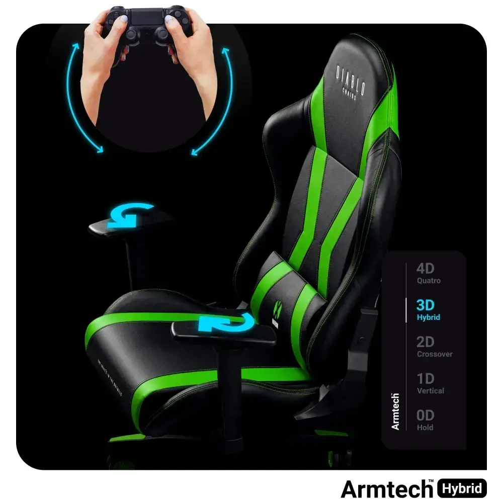 Gaming chair Diablo Chairs X-Horn 2.0 Normal Size black-green