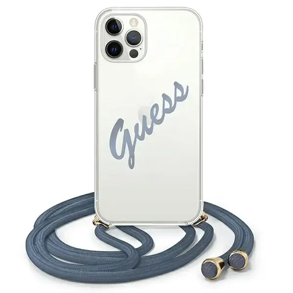 Guess GUHCP12LCRTVSBL iPhone 12 Pro Max 6,7" niebieski|blue hardcase Script Vintage
