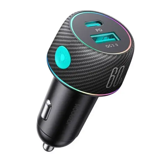 Joyroom CCN01 automašīnas lādētājs | 60W | PD, QC | USB-C, USB-A | melns