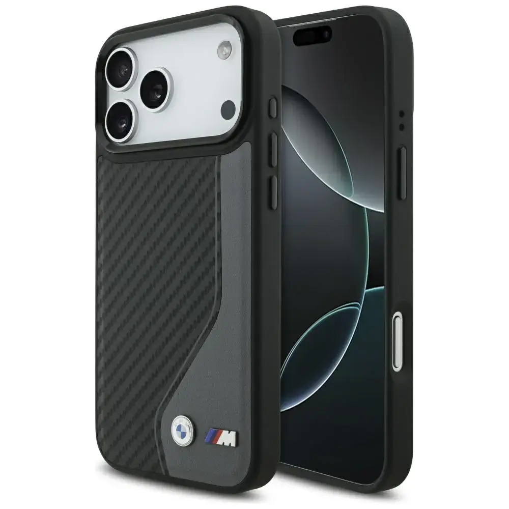 BMW M Carbon Logo maciņš ar MagSafe atbalstu telefonam iPhone 17 Pro Max antracīts