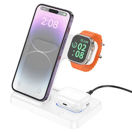 Borofone Wireless induction charger BQ26 Best 3 in 1 15W white