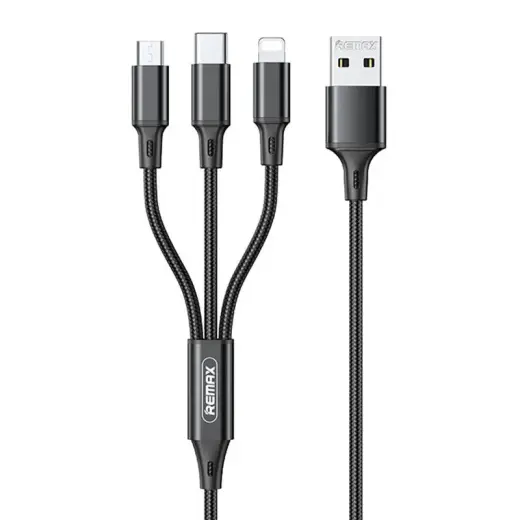 REMAX Gition Series 3.1A 3-in-1 Aluminum Alloy Charging Cable RC-189th Black