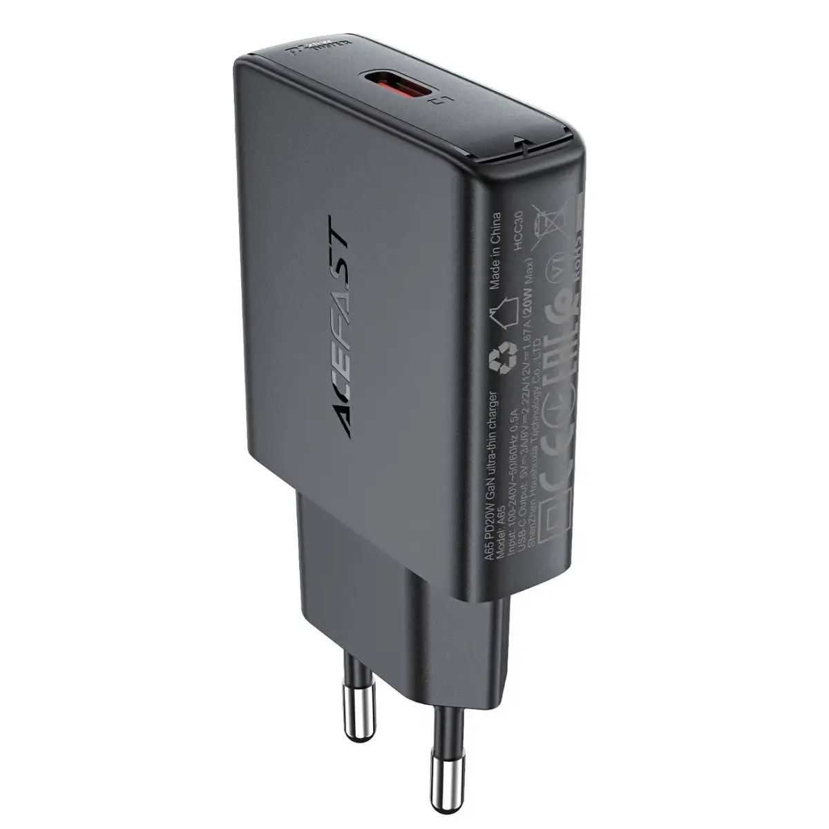 Acefast A65 зарядное устройство | 20W | PD, GaN | USB-C | черное