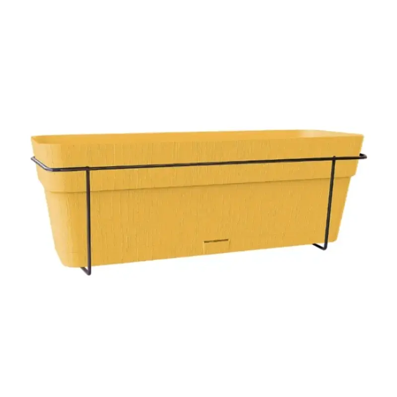 Balkona komplekts ar automātiskās laistīšanas sistēmu un metāla balstu 50x18x17cm sinepju dzeltens