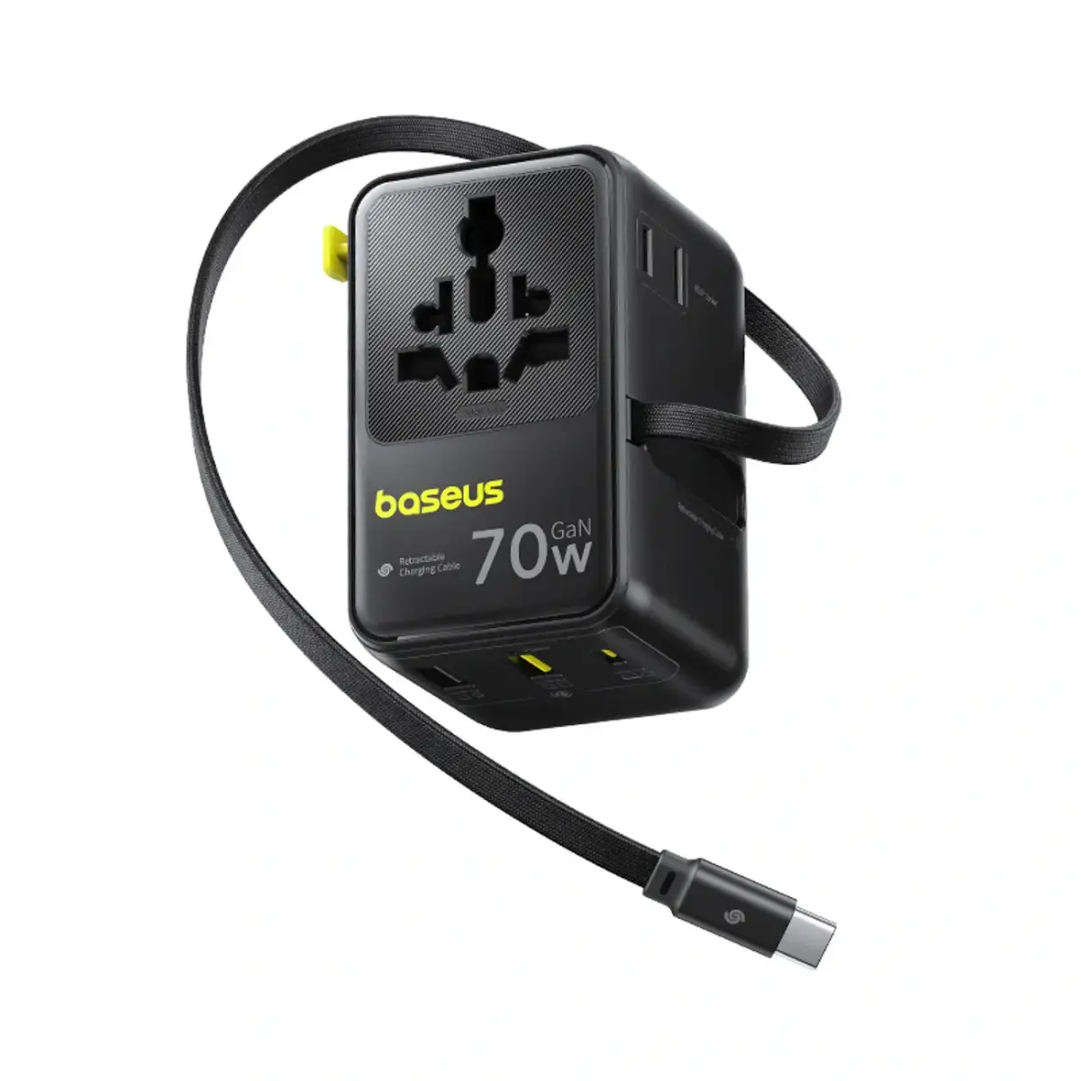 Baseus EnerCore CG11 tīkla lādētājs | 70W | USB-C, USB-A | ar USB-C vadu komplektā | melns