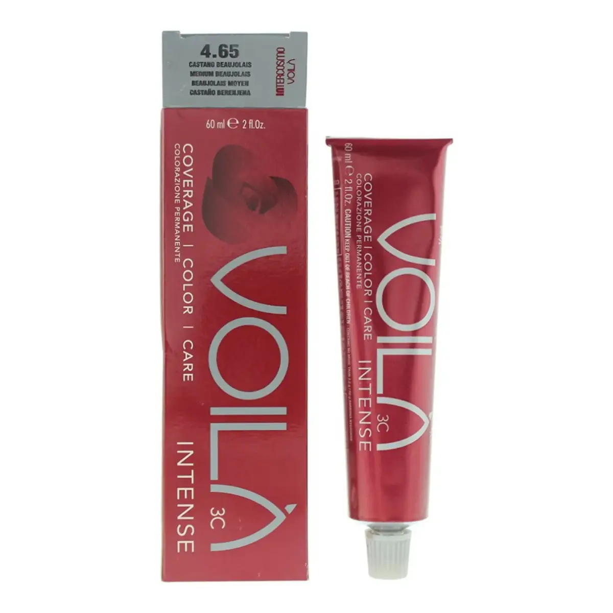 INTERCOSMO , Voila 3C Intense, Permanent Hair Dye, 4.65 Medium Beaujolais, 60 ml