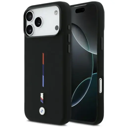BMW M Silicon Tricolor Line MagSafe Case for iPhone 17 Pro Max Black