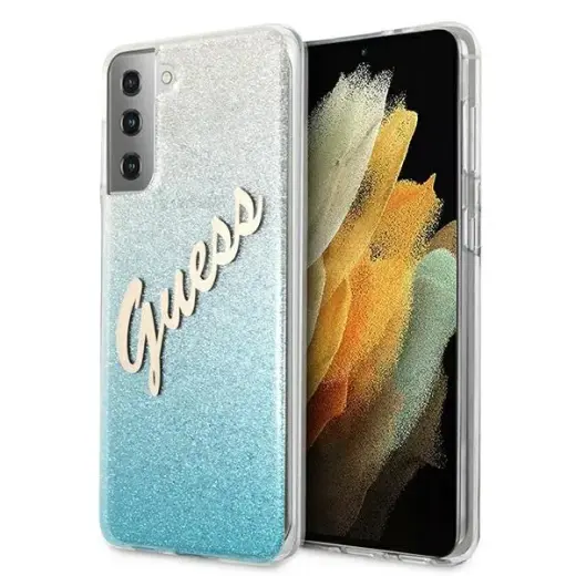 GUHCS21SPCUGLSBL Guess PC|TPU Vintage Cover for Samsung Galaxy S21 Gradient Light Blue