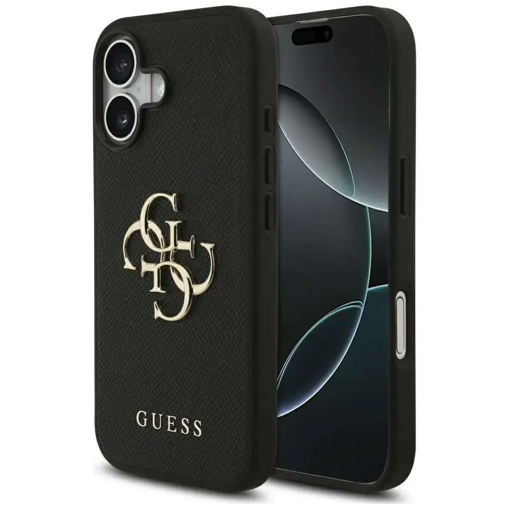 Etui Guess Grained Big 4G & Classic Logo  do iPhone 17 czarny