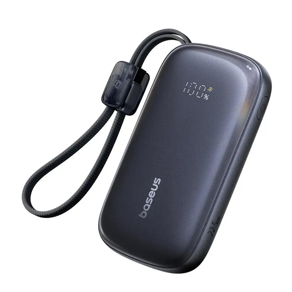 Baseus EnerFill FC21 QPow3 Ultra ārējais akumulators (powerbank) | 10 000 mAh | 22.5W | PD, QC | USB-C, USB-A, Lightning | LED ekrāns | melns