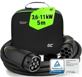 Elektroauto uzlādes kabelis Green Cell Snap Type 2 11kW 5m Type 2 - Type 2