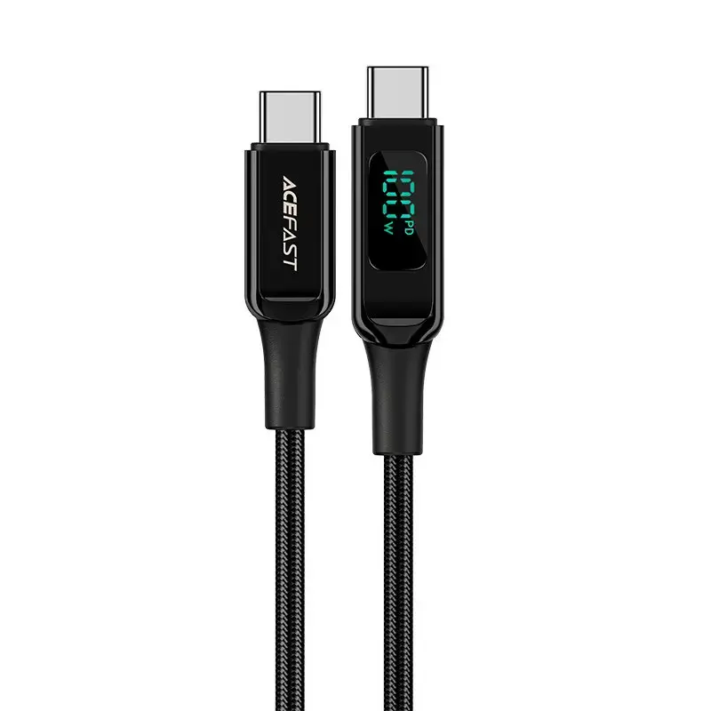 Acefast C6-03 data transfer and charging cable | USB-C to USB-C | 100W | with LED display | 1.2m | black