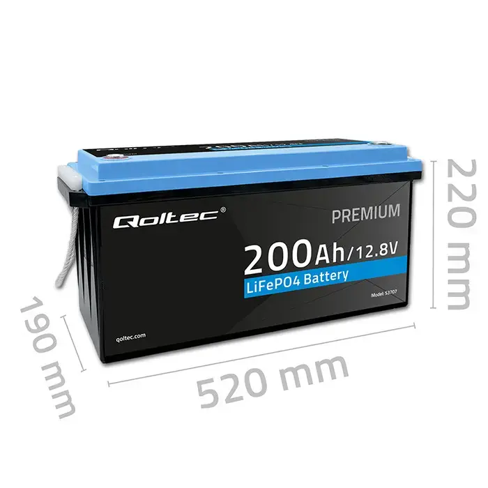 Qoltec LiFePO4 lithium iron phosphate battery | 12.8V | 200Ah | 2560Wh | BMS
