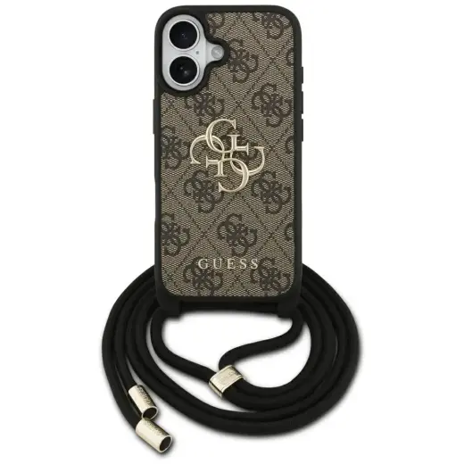 Guess 4G Big Logo Cord Stap Crossbody maciņš telefonam iPhone 17 brūns