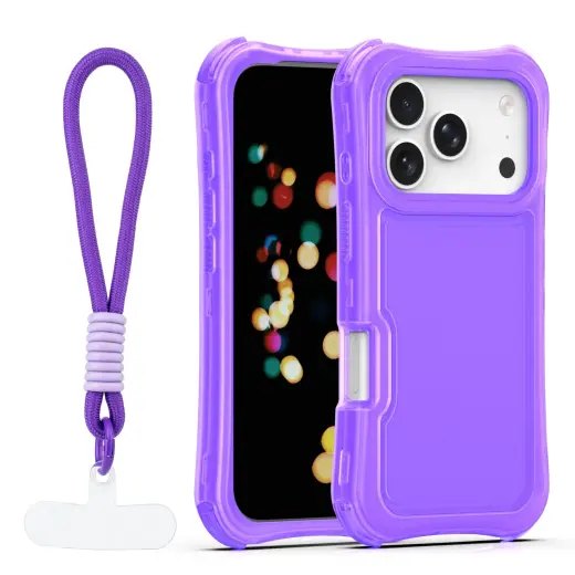 Safepop phone case with strap for iPhone 17 Pro purple
