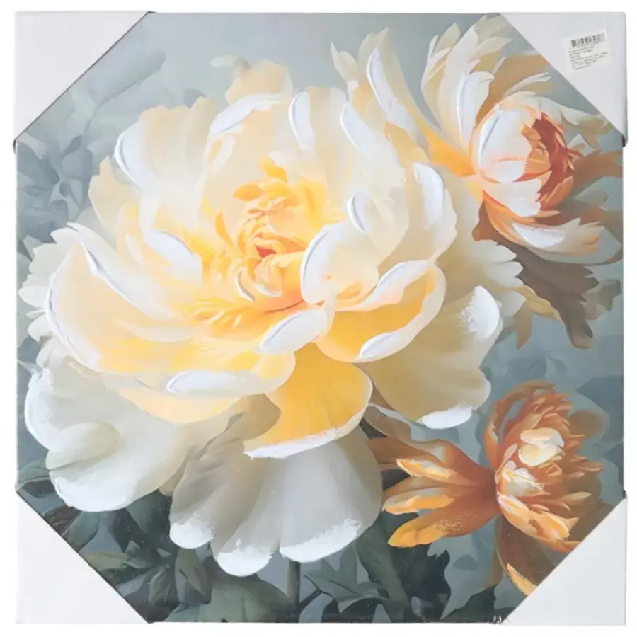 BESK Canvas with 3D relief, 50x50cm, Peony 2