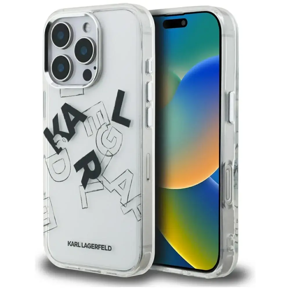 Case Karl Lagerfeld IML Sketched Graphic for iPhone 16 Pro Max transparent