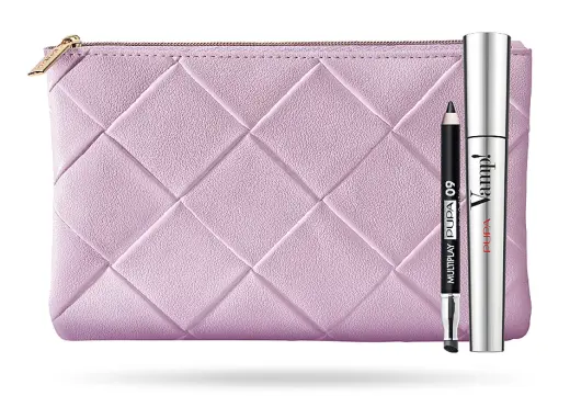 Set Pupa: Vamp!, Paraben-Free, Extra Volume, Mascara, 100, Black, 9 ml + Multiplay, Double-Ended, Eyeshadow & Kajal Eyeliner 2-In-1, 09, Deep Black, 1.2 g