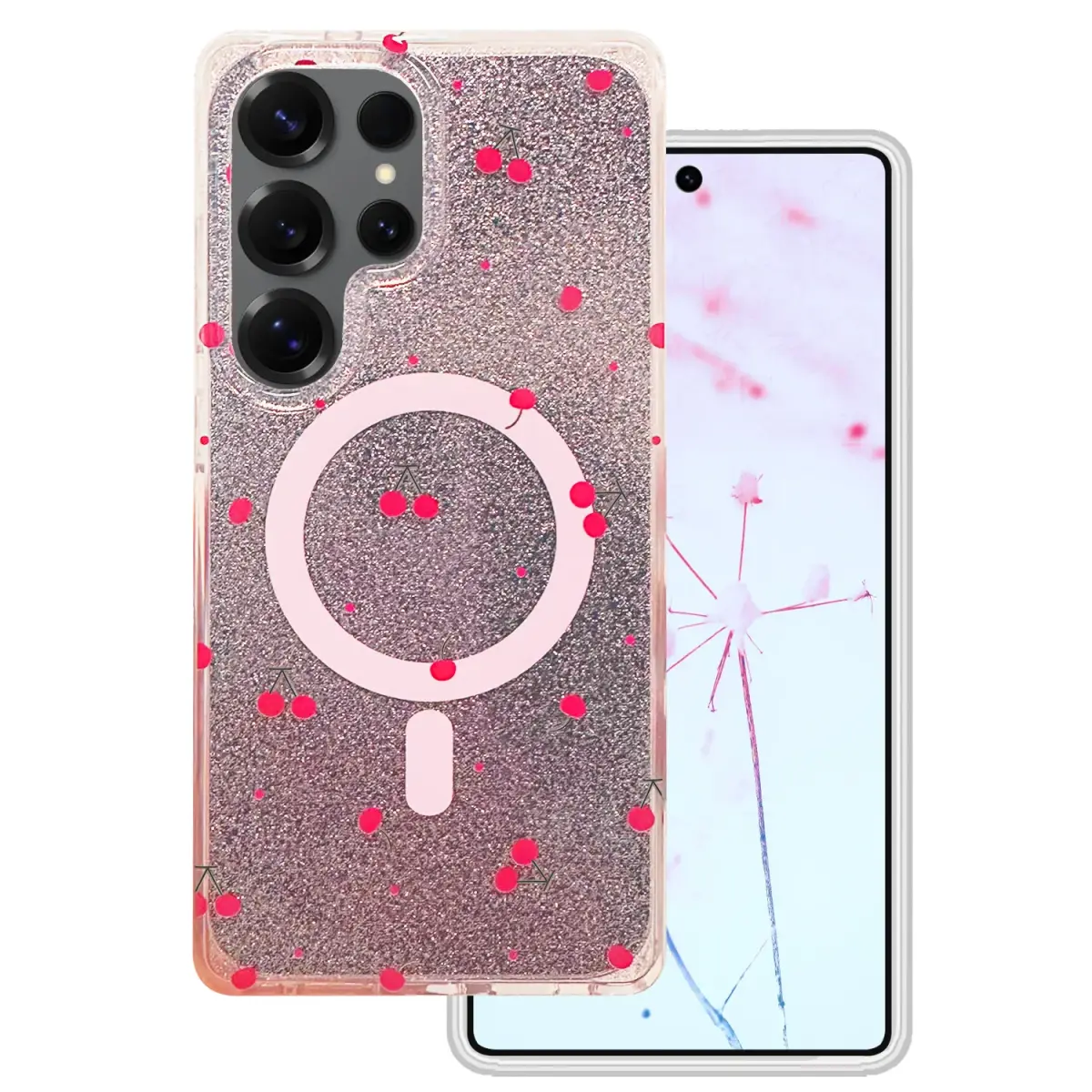 Cherry Mag maciņš ar MagSafe atbalstu telefonam Samsung Galaxy S25 Ultra (S938) sarkans