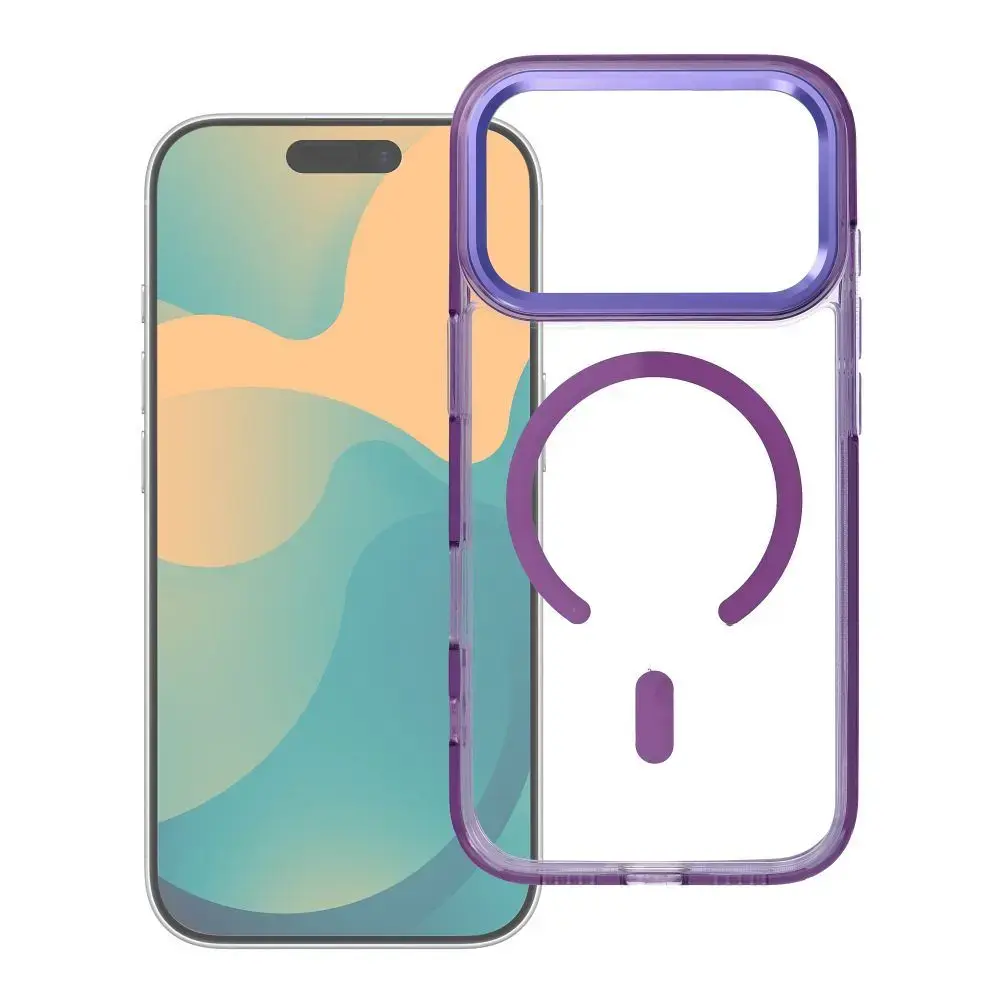 FRAME CLEAR HYBRID MAG telefono dėklas su MagSafe palaikymu iPhone 17 Pro violetinis