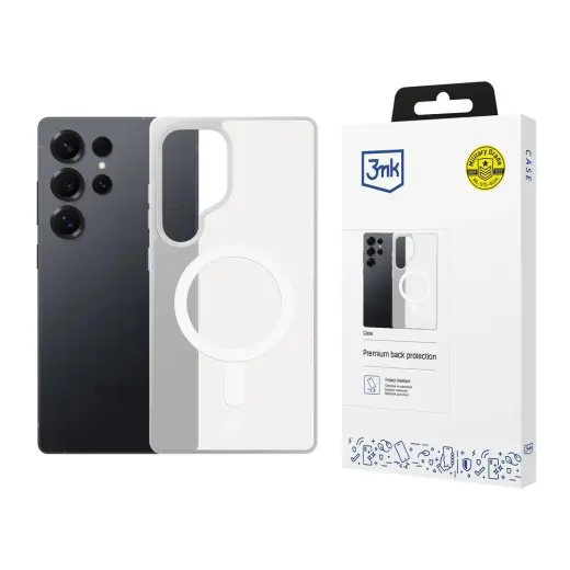 3mk Smoke MagCase maciņš ar MagSafe atbalstu telefonam Samsung Galaxy S25 Ultra (S938) balts caurspīdīgs