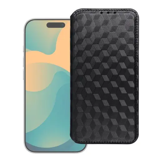 Cubic Book knyginio tipo telefono dėklas iPhone 17 Pro Max juodas