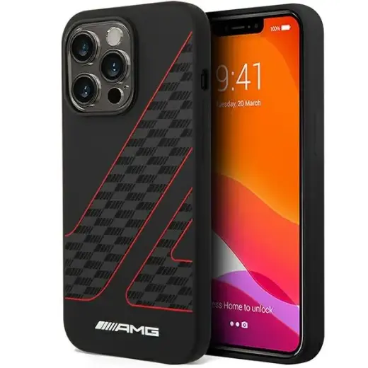 AMG AMHMP14X2SCFR iPhone 14 Pro Max 6,7" czarny|black hardcase Checkered Flag Pattern MagSafe