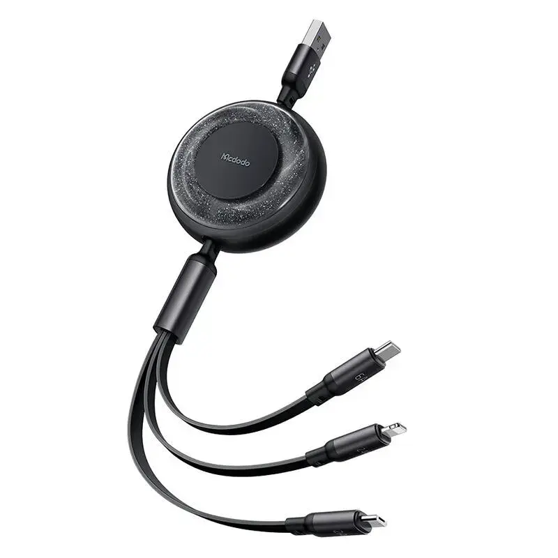 3-in-1 USB-C to USB-C | Lightning | Micro USB cable, Mcdodo CA-3730, 1.2m (black)