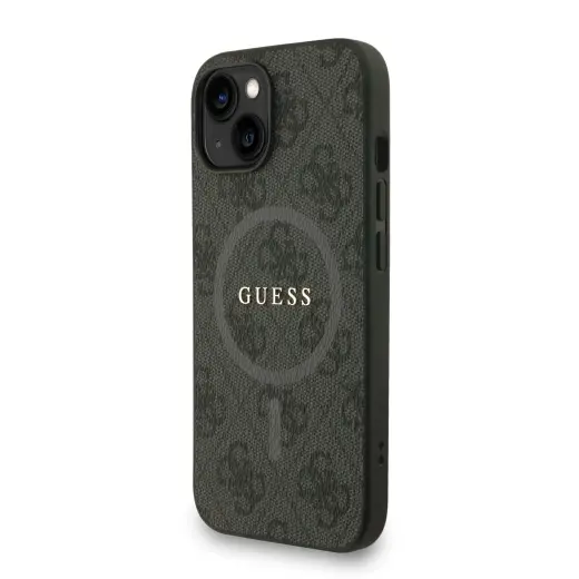 Guess PU Leather 4G Colored Ring Strap MagSafe Case for iPhone 14 Black