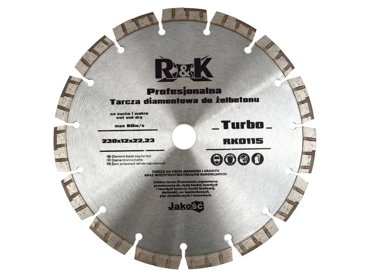 Dimanta auksti presēts disks 230x12x22.23mm Segment Turbo Professional R&K