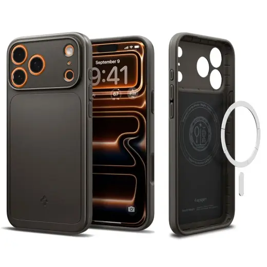 Spigen Thin Fit phone case with MagSafe support for Apple iPhone 17 Pro Max gray