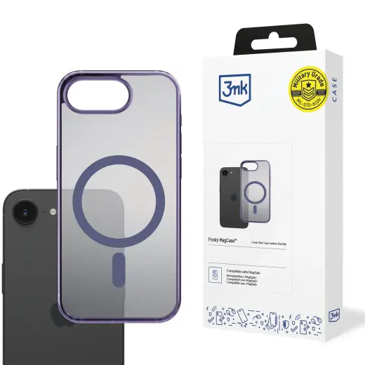 3mk Frosty MagCase phone case with MagSafe support for iPhone 16E purple