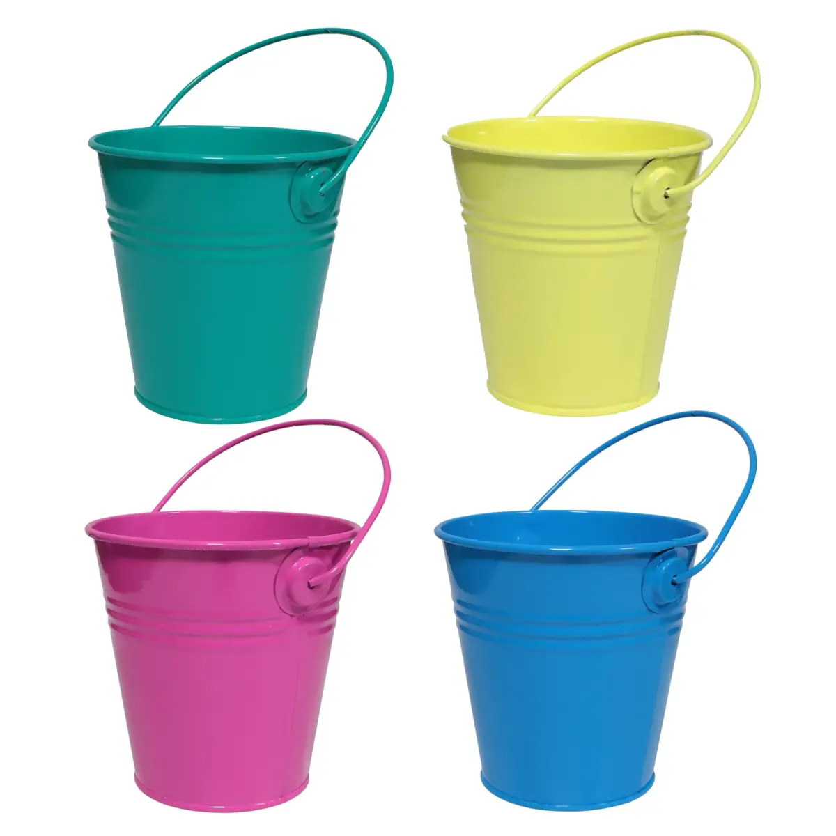 BESK Garden decor Metal bucket 13x13cm, colored